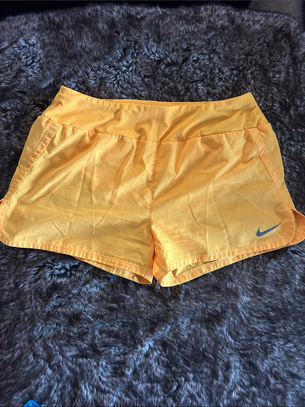 Nike Women's Yellow Athletic Running Shorts with Swoosh